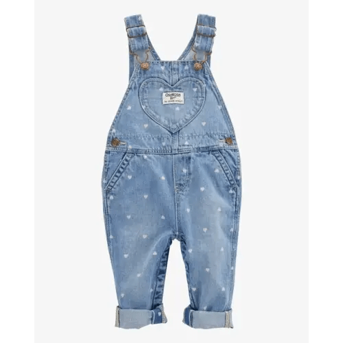 Baby Heart-Print Knit Denim Overalls - Blue - OshKosh B'gosh | Carter's