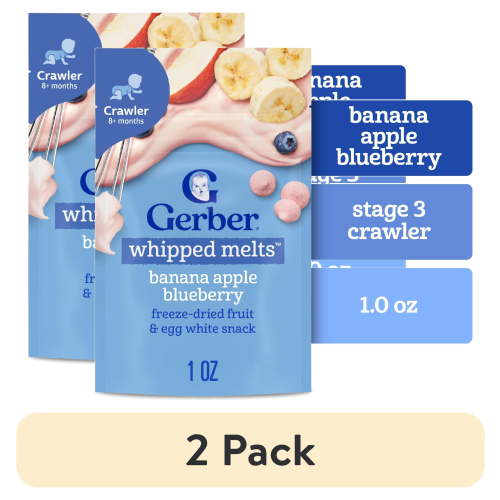 (2 pack) Gerber Stage 3 Baby Snacks, Banana Apple Blueberry Whipped Melts