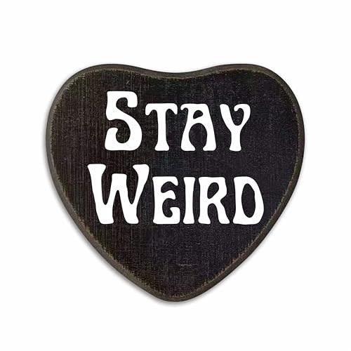 5"x 6.5" Wooden Plaque With A Hook -Stay Weird- Retro Gothic Wall Art, Bar, Living room, Halloween Funny Natural Pine Wood Decorative Sign, Gifts For Woman, Man, Lover, Home & Office Decoration- D06