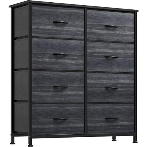 YITAHOME Dresser with 8 Drawers - Fabric Storage Tower, Organizer Unit for Bedroom, Living Room, Hallway, Closets - Sturdy Steel Frame, Wooden Top & Easy Pull Fabric Bins, Burlywood Grain