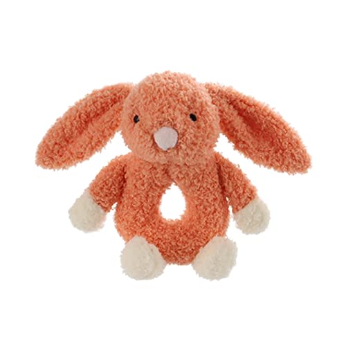 Apricot Lamb Baby Lovey Bunny Soft Rattle Toy, Plush Stuffed Animal for Newborn Soft Hand Grip Shaker Over 0 Months (Orange Rabbit, 7 Inches)