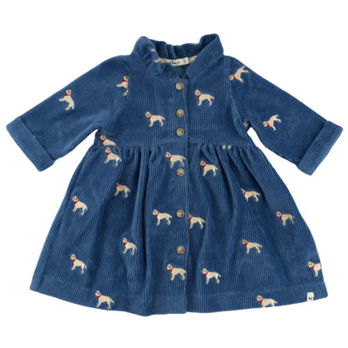 oh baby! Corduroy Ivy Dress - Labs Embroidered - Denim