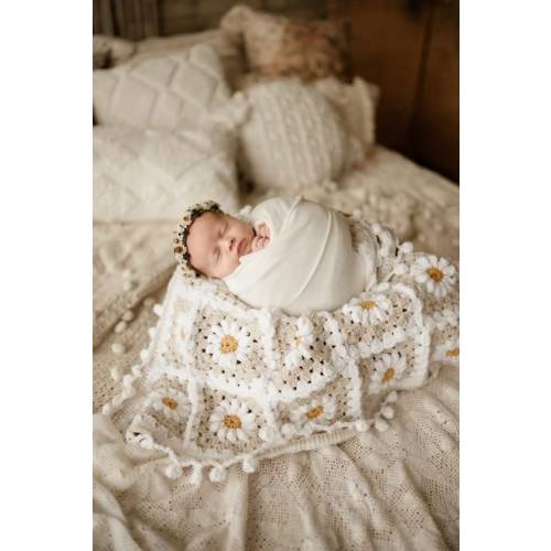 Puffy Daisy Baby Blanket, Crocheted Baby Blanket, Textured