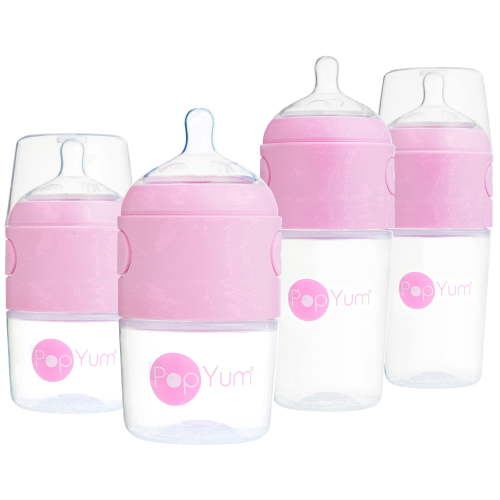 PopYum, Baby Bottles, Pink Formula Making Starter Set, 4-Pack