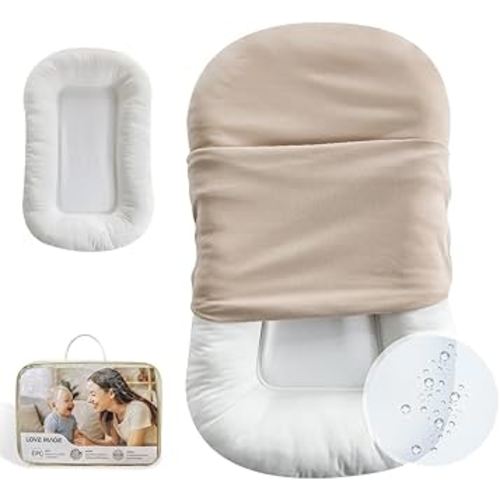 Infant Lounger, Baby Nest Cover, Soft Cotton and Waterproof Inner, Baby Floor Seat for Tummy Time, Baby Lounger for Newborn 0-24 Months, Essentials for Newborns (Pink)