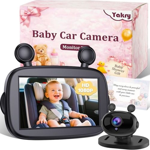 Yakry 2-Kids Baby Car Camera for Seat: 6.9 Inch Ultrawide Display with Two Cameras Rear Facing - USB Powered Backseat Camera HD 1080P Easy to Install