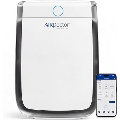 AIRDOCTOR AD3500 Smart App Air Purifier. Cleans Bedrooms, Large Rooms Up to 2,520 ft2. Removes Smoke, Dust, Pet Hair, Odors, Pollen. Hospital-Grade UltraHEPA, Premium Carbon Filtration