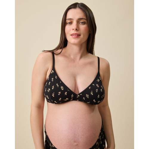 Everyday Bra®️ Maternity & Nursing Wireless Soft Cup Pulls Down | Black WIldflower – Kindred Bravely