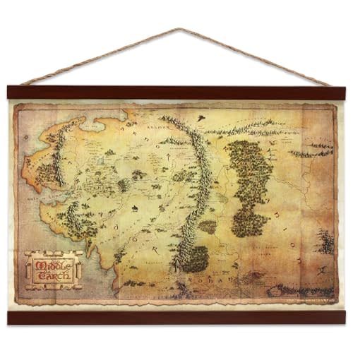The Hobbit Middle Earth Map Hanging Canvas Banner | Vintage Lord of the Rings Wall Decor for Home