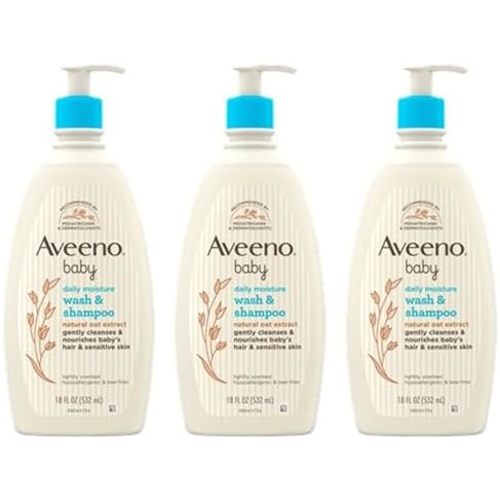 Aveeno Baby Gentle Body Wash & Shampoo, 3 Pack, 3 x 18 fl. oz