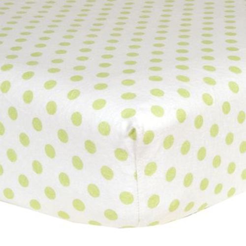Trend Lab Flannel Crib Sheet in Sage Green and White Dot FREE SHIPPING