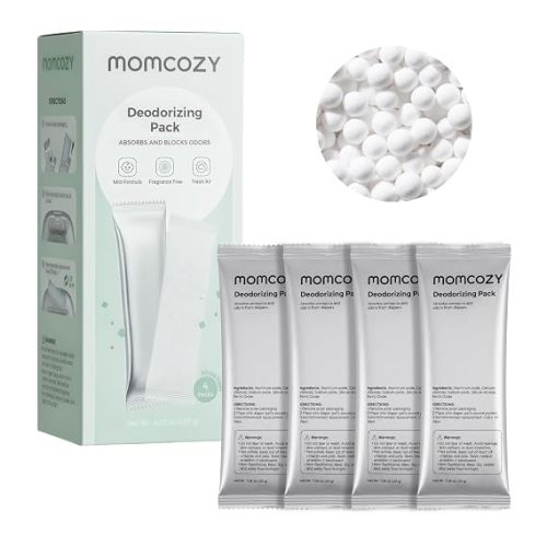 Momcozy Diaper Pail Deodorizer Refills, 4 Packs Mineral-Based Odor Control Bags, Fragrance-Free Odor Absorber Packs for Momcozy Diaper Pail, Trash Bins, Shoe Cabinets, Gym Bags & Cat Litter Boxes