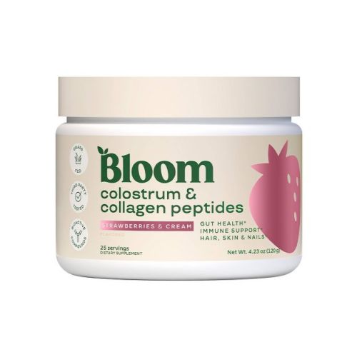 BLOOM NUTRITION Colostrum & Collagen Peptides Powder - Strawberries & Cream - 25 Servings