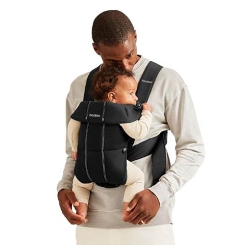 BabyBjörn Baby Carrier Mini, Black, Woven | Newborn Carrier (7-15 lbs), Ergonomic, Easy-to-Use
