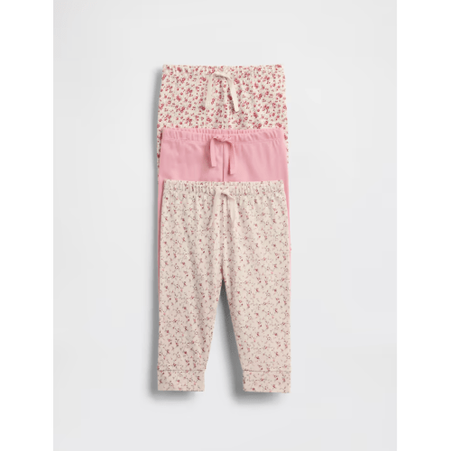 Baby First Favorites Organic Cotton Pull-On Pants (3-Pack) Floral Mix 0-3 mos