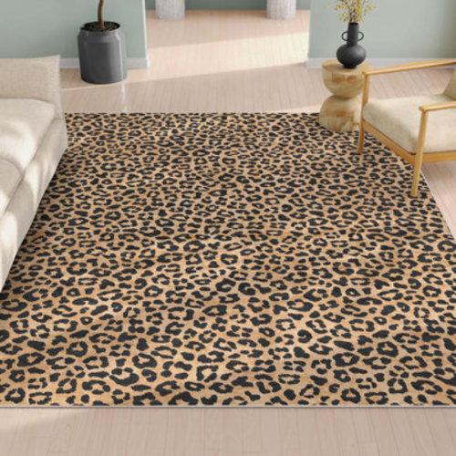Havsa Leopard Brown Modern Flat-Weave Rug | Wayfair