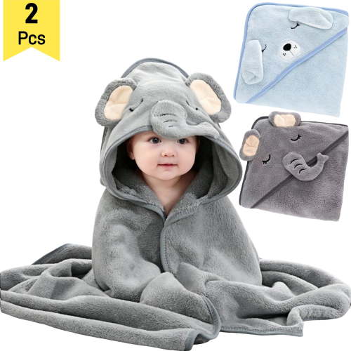 2 Pack Hooded Baby Towels - Premium Ultra Soft Organic Baby Bath Towel – Absorbent and Hypoallergenic Towels for Baby Boy Girl, Toddler, Newborn Essentials