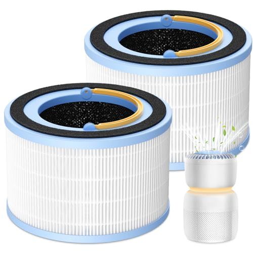 Sprout Replacement Filter Compatible with LEVOIT Sprout Air Purifier, 3-in-1 HEPA Filter, High-Efficiency Activated Carbon and Pre-filter for Dust Pollen Pet Smoke Wildfire, 2 Pack, White