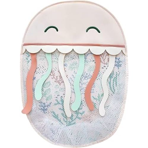 Copper Pearl Oceana Bath Toy Organizer with Suction Cups Extra-Large Mesh Bath Toy Holder for Bathtub, Quick-Dry Bath Toy Storage Net, Convenient Bath Toy Net for Tub - Cora