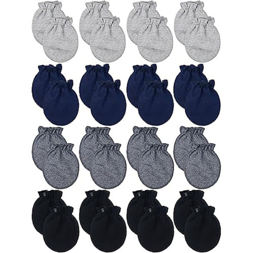 16 Pairs Newborn Baby Cotton Mittens No Scratch Gloves Unisex Newborn Mittens for baby Boys Girls 0-6 Months Style 1