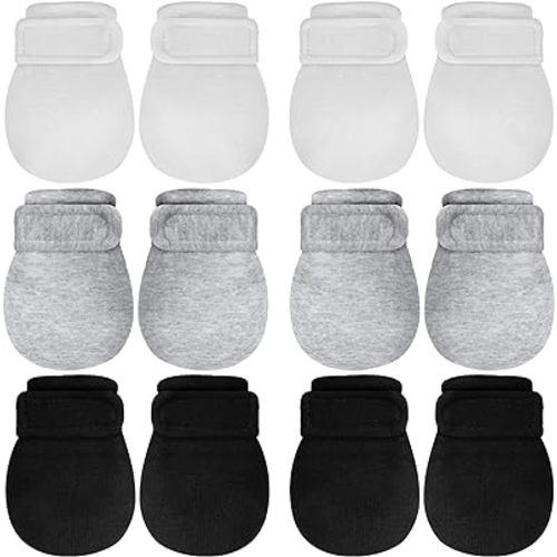 Newcotte Baby No Scratch Mittens Newborn Baby Cotton Breathable Warm Gloves Baby Mitts for Boys Girls