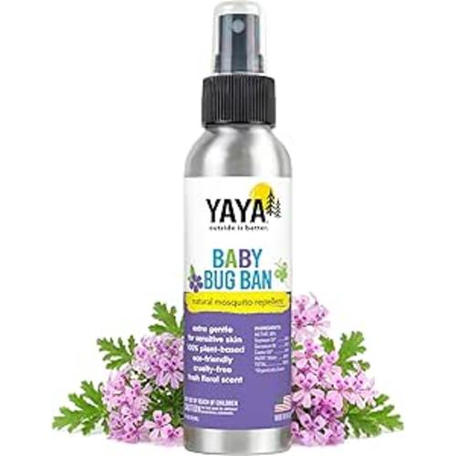 YAYA ORGANICS Baby Bug BAN - DEET-Free Natural Bug Spray – Plant-Based Mosquito Repellent for Kids, Babies, Pregnant Moms, Nursing Moms - Lightweight Non-Greasy, Made in USA, 4 oz (Pack of 1)
