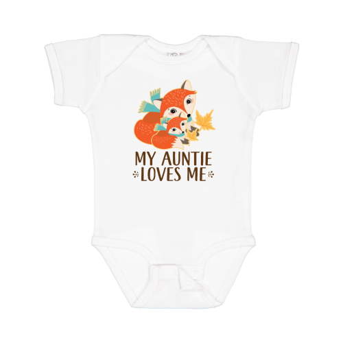 Inktastic Auntie Loves Me Woodland Fox Boys or Girls Baby Bodysuit