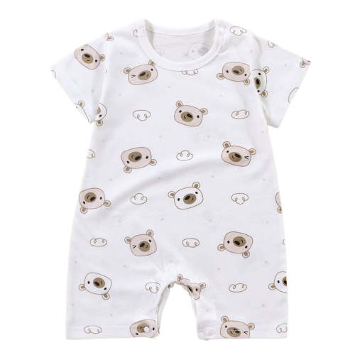 Zanarzt Infant Baby Girl Summer Bodysuit Cotton Baby Boys Girls Romper Printed Newborn Outfit Short Sleeve Bodysuits Brown,6-12 Months