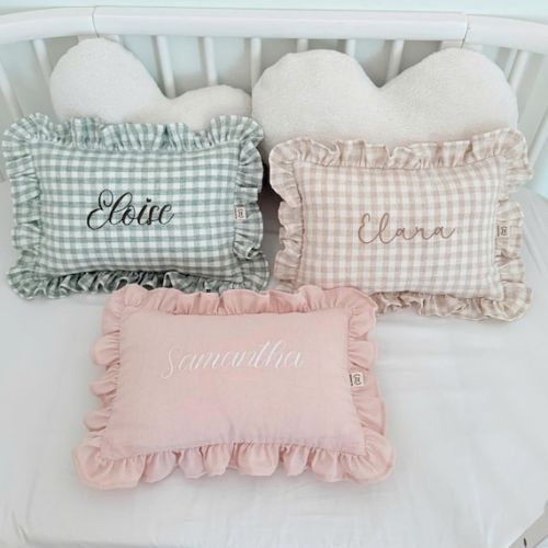 Baby Name Pillow With Ruffles, Personalized Nursery Cushion | Newborn Keepsake & Baby Shower Gift - Etsy
