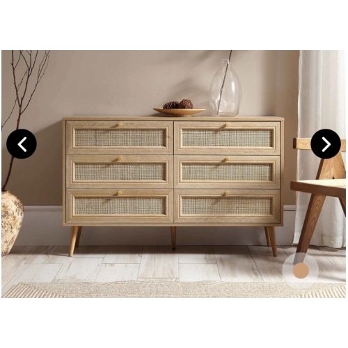 Frances Woven Rattan 6 Drawer Dresser, Natural