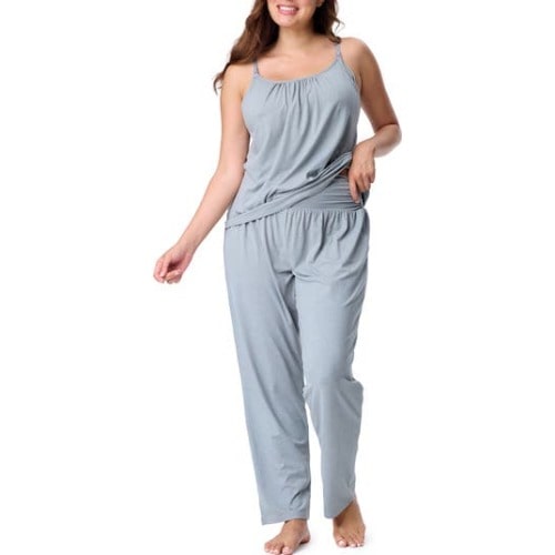 Motherhood Women's Maternity Sleeveless Swing Nursing Cami with Foldover Waistband Pant Sleep Set, Medium