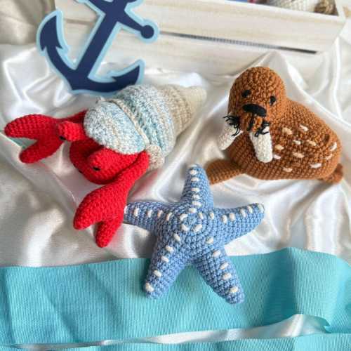 Handmade Crochet Sea Animals, Ocean Creatures, 1st birthday gift, Toys for kids, Starfish, Whale, Jelly fish, Orca & more, Baby toy gift set