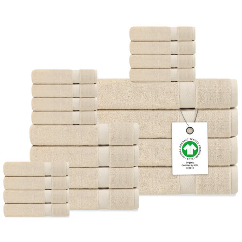 Delara 100% Organic Cotton Luxuriously Plush Bath Towel 20 Piece Set GOTS & OEKO-TEX Certified & Reviews | Wayfair