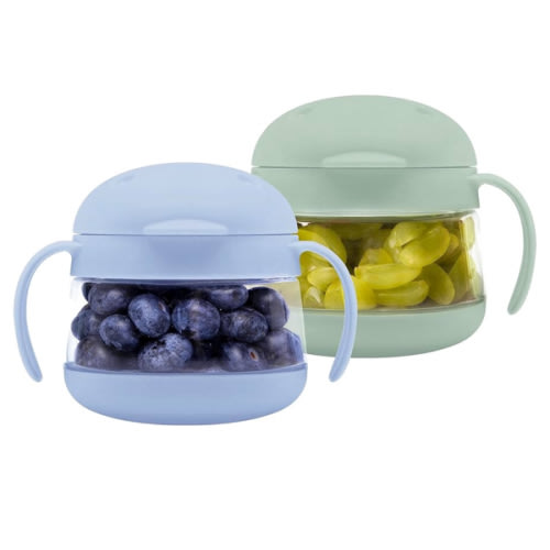 Ubbi Tweat No Spill Snack Container for Kids, BPA-Free, Toddler Snack Container, Sage & Blue