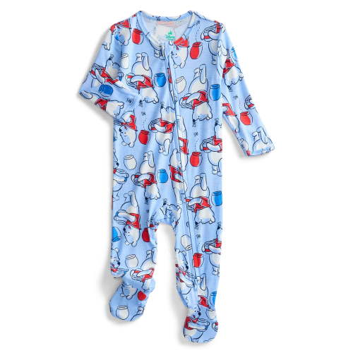 Disney Winnie the Pooh Baby Boys Viscose Americana Sleep and Play Footed One-Piece, Sizes NB-6/9M