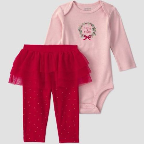 Carter's Just One You®&nbsp;Baby Girls' Christmas 2pc Bodysuit and Tutu Pants Set - Pink/Red 12M