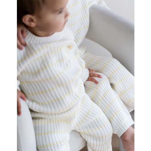‘Yellow Stripe’ Ribbed Knit Sweater – Oat Co