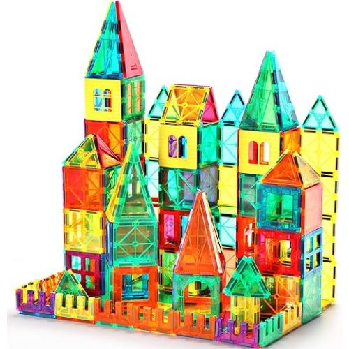 Magnetic Tiles, Magnet Building Set,60 PCS Building Blocks Set STEM Preschool Montessori Toy for Kids Boys Girls