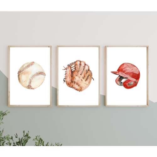 Baseball Wall Art Set – Sports Prints for Nursery, Kids Room & Boys Bedroom, Printable Home Decor (Digital Download)