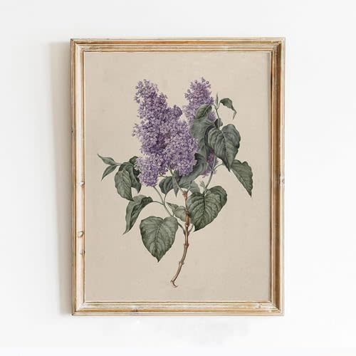 Oil Painting Vintage Poster of Moody Flower Purple Lilacs Floral Still Life | 11x17 12x18 16x24 24x36 Antique Unframed Print | Old Style Gift | Rustic Home Office Decor