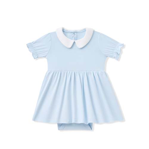 Peter Pan Collar Bodysuit Dress in Breeze