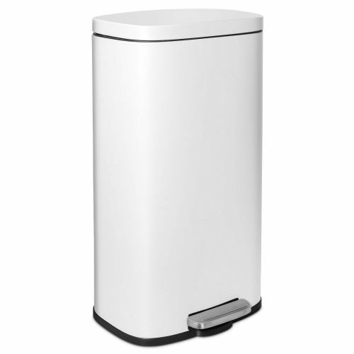LAZY BUDDY 8 Gallon Step-on Trash Can with Lid for Kitchen, Living Room, Stainless Steel