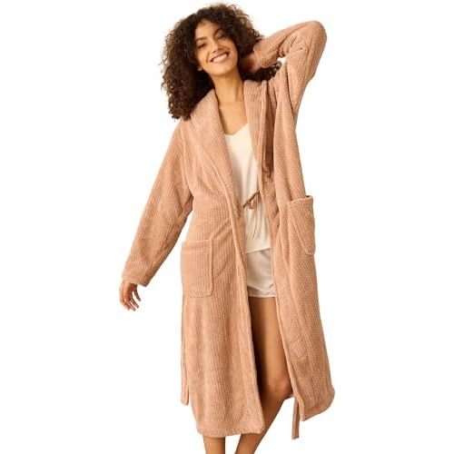 Women's Shawl Collar Bathrobe, Soft Long Towel Robes for Women - Super Absorbent Quick Dry yet Warm