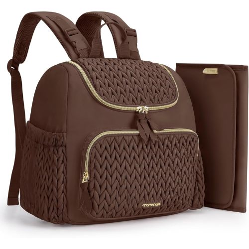mommore Diaper Bag Small Diaper Backpack Stylish Baby Backpacks Travel Mini Maternity Bags with Insulated Pockets, Changing Pad, Stroller Straps