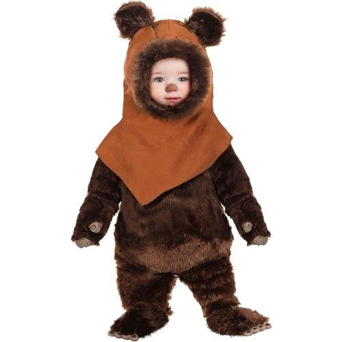 Deluxe Infant Star Wars Ewok Costume for Babies - Plush Jumpsuit, Hood, Gloves, & Shoe Covers - Officially Licensed