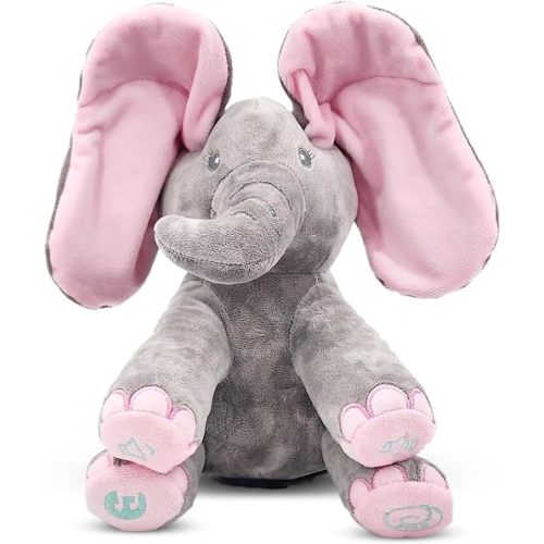Dimple Kaia Peek-A-Boo Elephant, Interactive Singing Plush Toy, Moving Ears