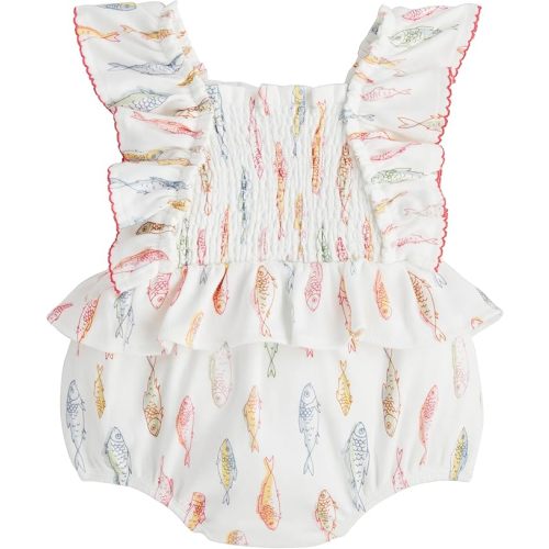 Mud Pie Baby Girls' Mud Pie Children's Girl Fish Smocked Bubble