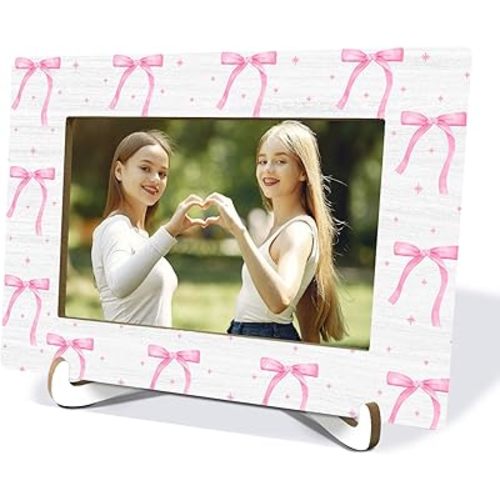 Pink Coquette Bow Frames 4x6,Pink Bow Photo Framefor Girls Bestfriend Sister,Engagement Gifts, Bridal Shower Gifts For Bride