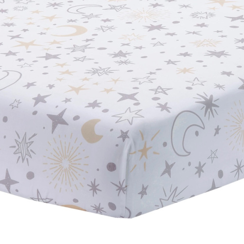 Goodnight Moon 100% Cotton White Fitted Crib Sheet - Moon/Stars – Lambs & Ivy