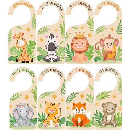 Baby Clothes Divider Wooden for Kid Closet - 8 Baby Closet Dividers Size Label for Boy & Girl, Baby Clothes Organizer Dividers - Cute Nursery Decor